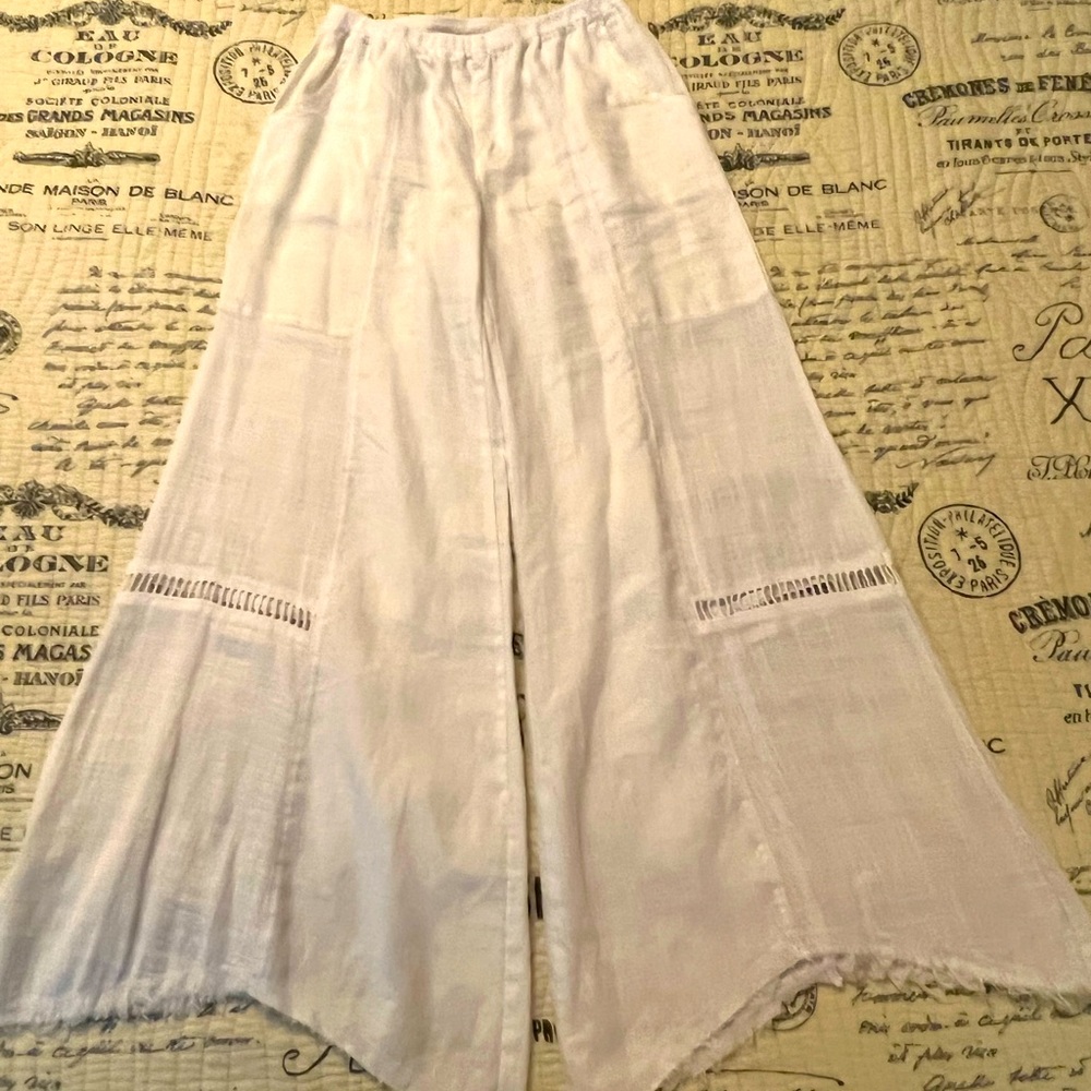 Mind Set Linen White Flare Pants Size Small S